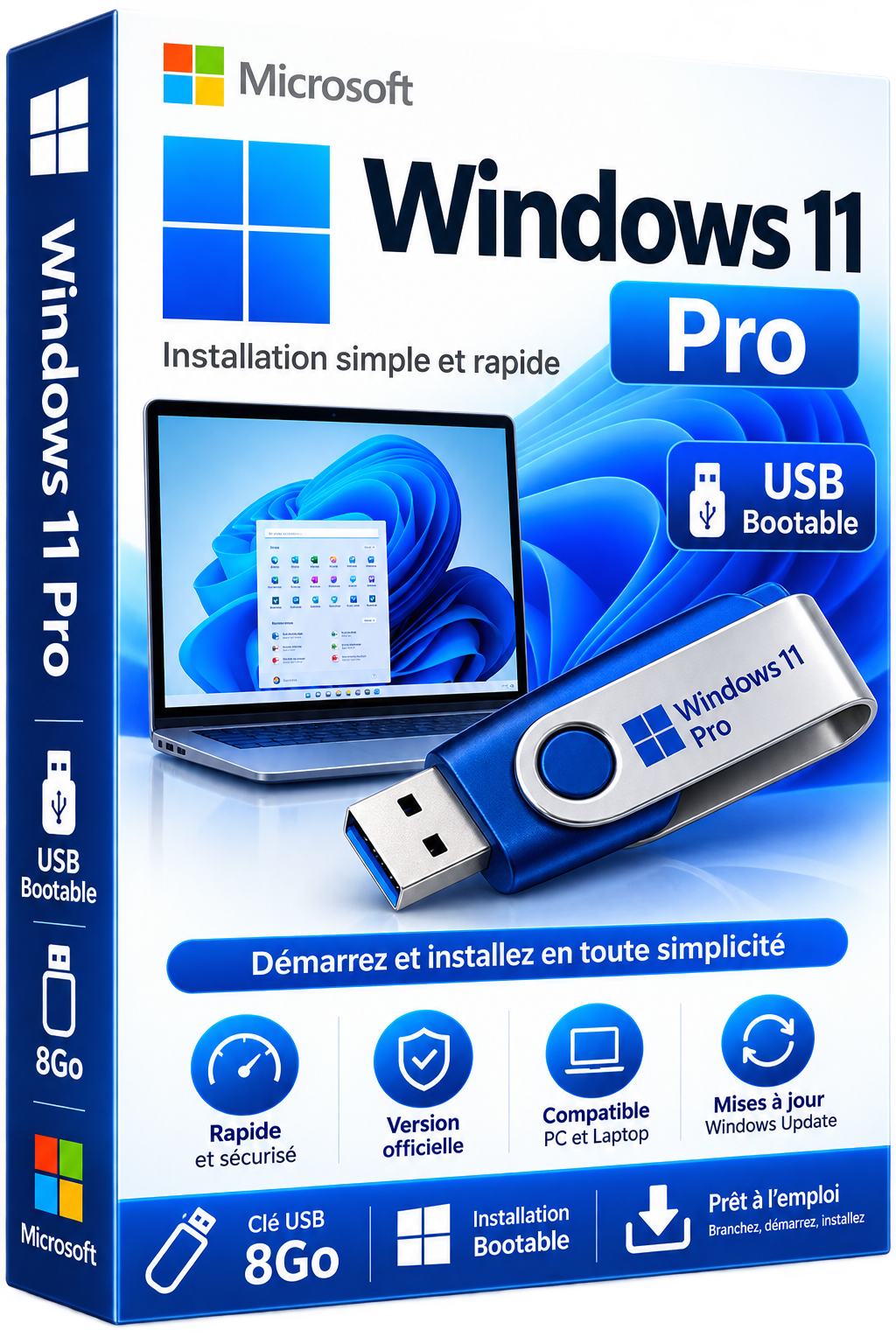 Windows 11 Pro Clé USB Bootable 8GO