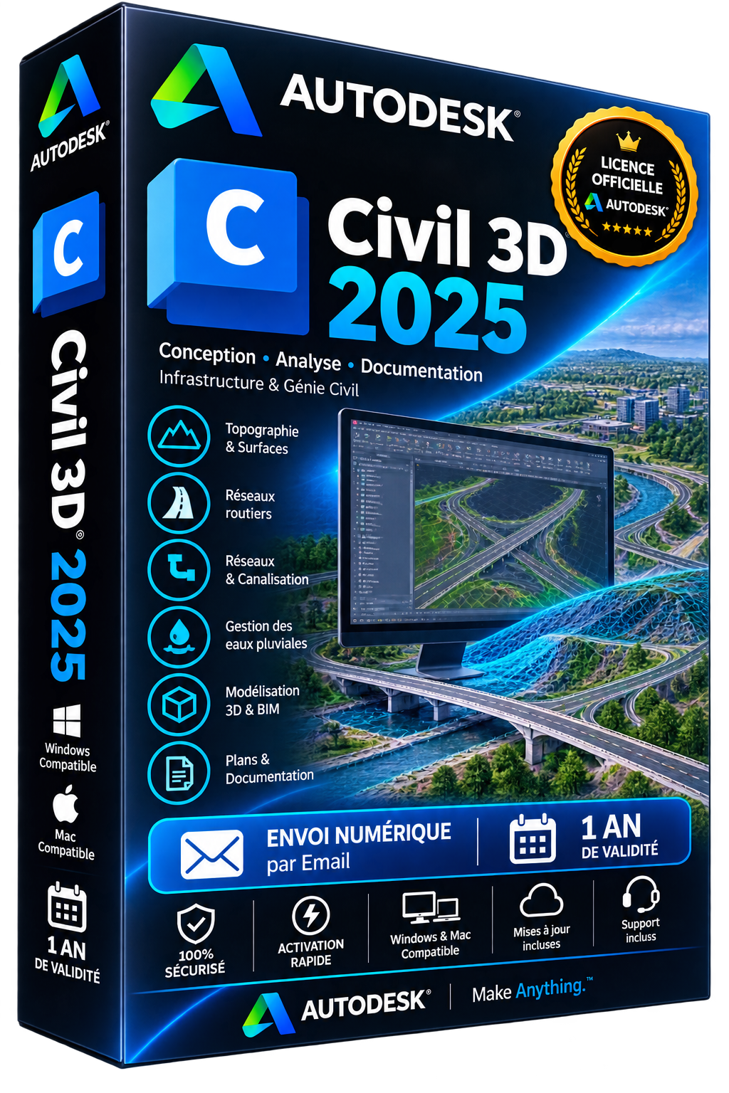 Autodesk Civil 3D 2025 — Licence officielle | Abonnement 1 an